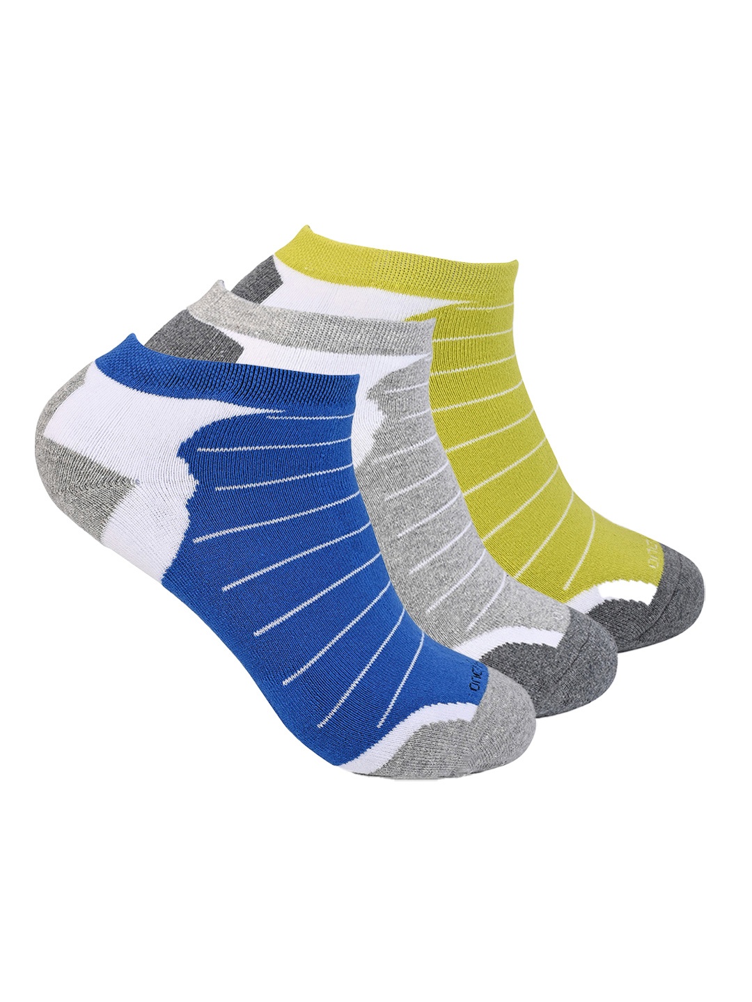 

One8 Men Pack Of 3 Colourblocked Cotton ankle-Length Socks, Green