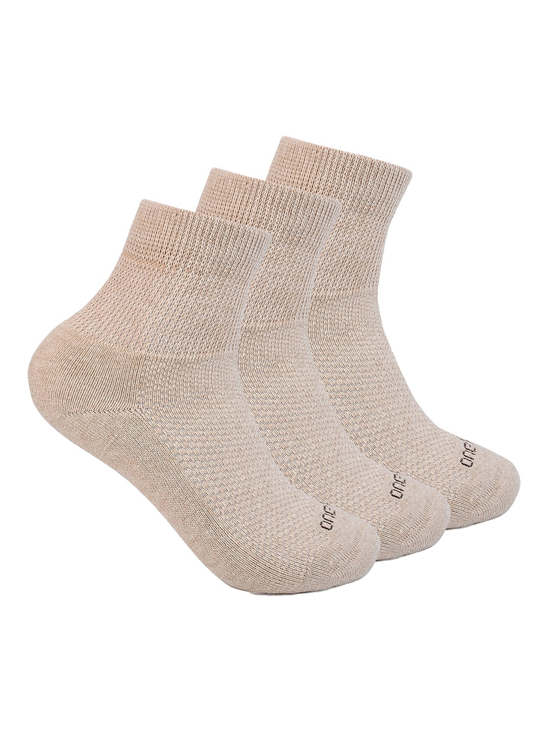 

One8 Men Pack Of 3 Cotton Ankle-Length Socks, Beige