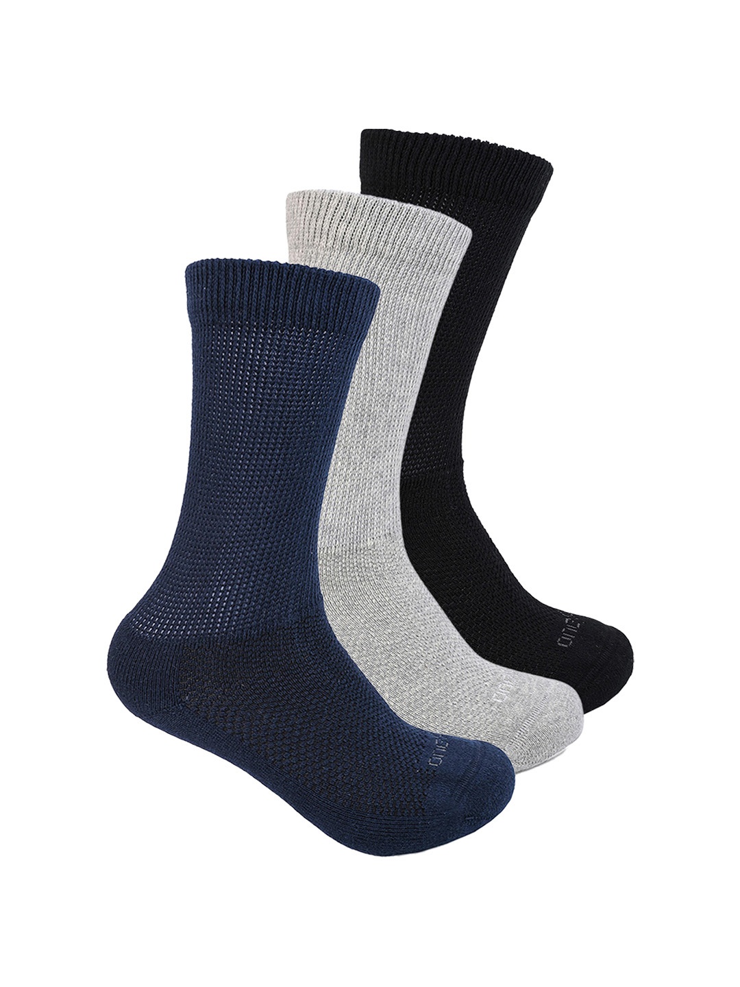 

One8 Men Pack Of 3 Textured Cotton Above Ankle-Length Socks, Black