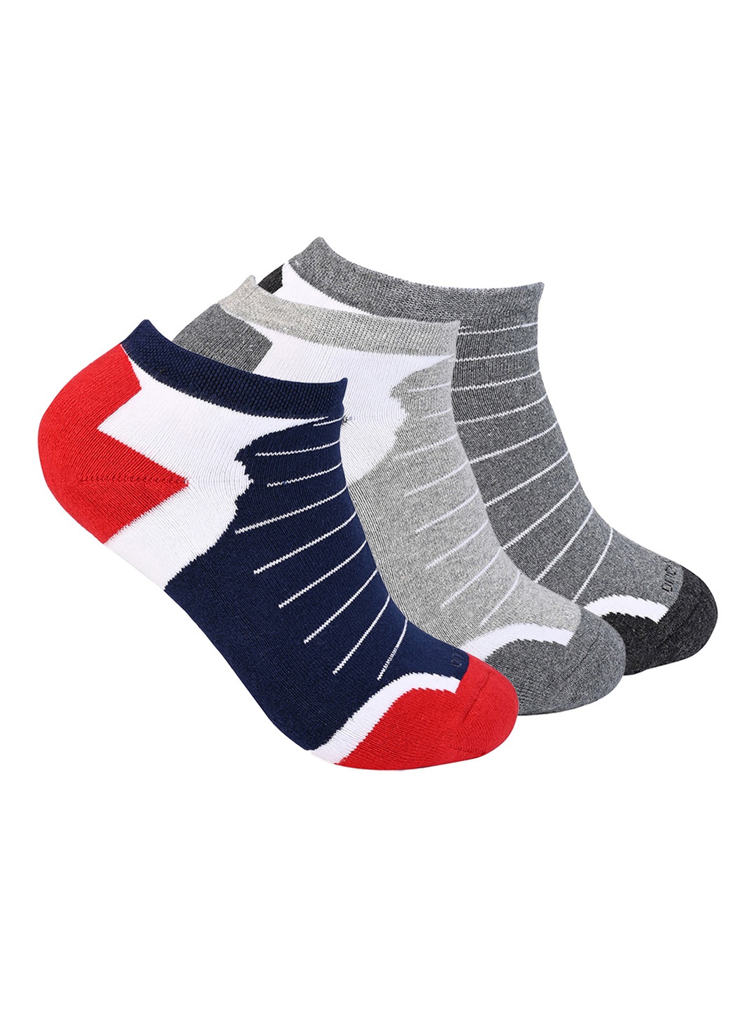

One8 Men Pack Of 3 Color Block Cotton Ankle-Length Socks, Blue