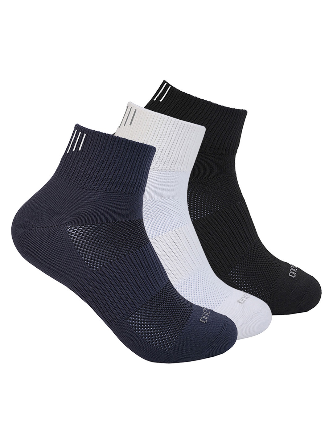 

One8 Men Pack Of 3 Patterned Above Ankle-Length Socks, Black