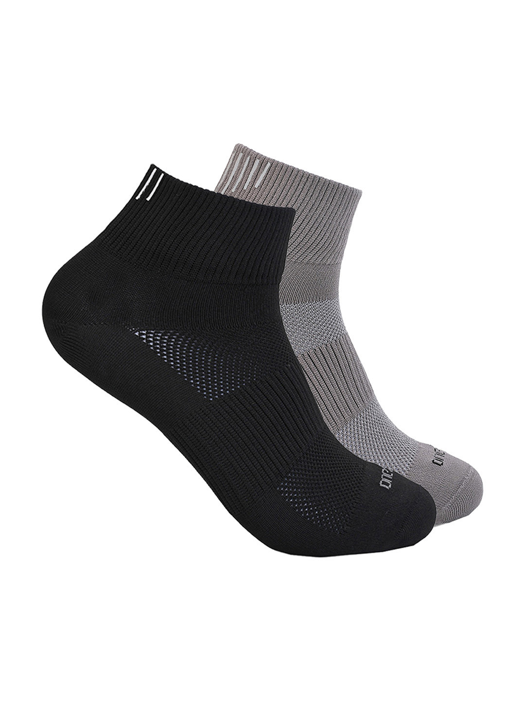 

One8 Men Pack Of 2 Cotton Ankle-Length Socks, Grey