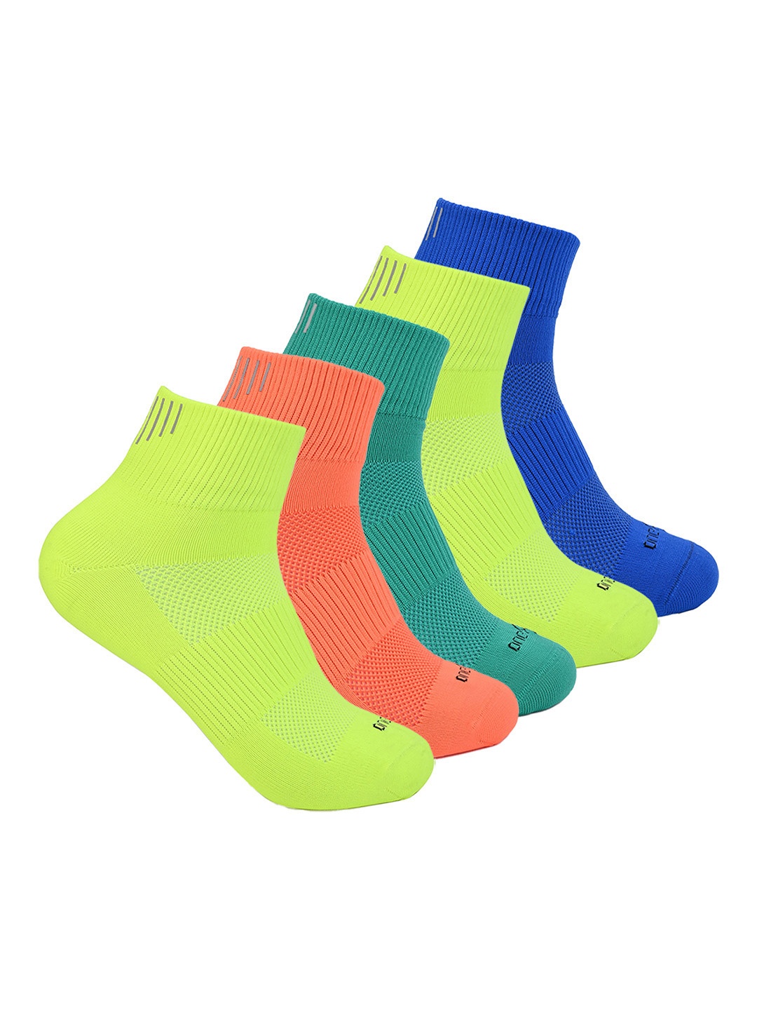 

One8 Men Pack Of 5 Reflective Above Ankle Gym Socks, Green