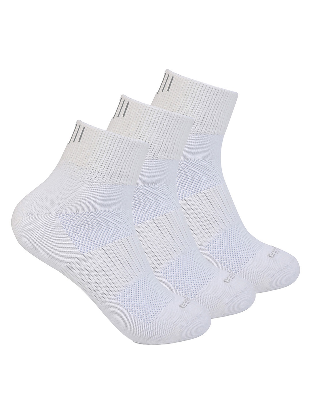 

One8 Men Pack of 3 Breathable Cotton Ankle Length Socks, White