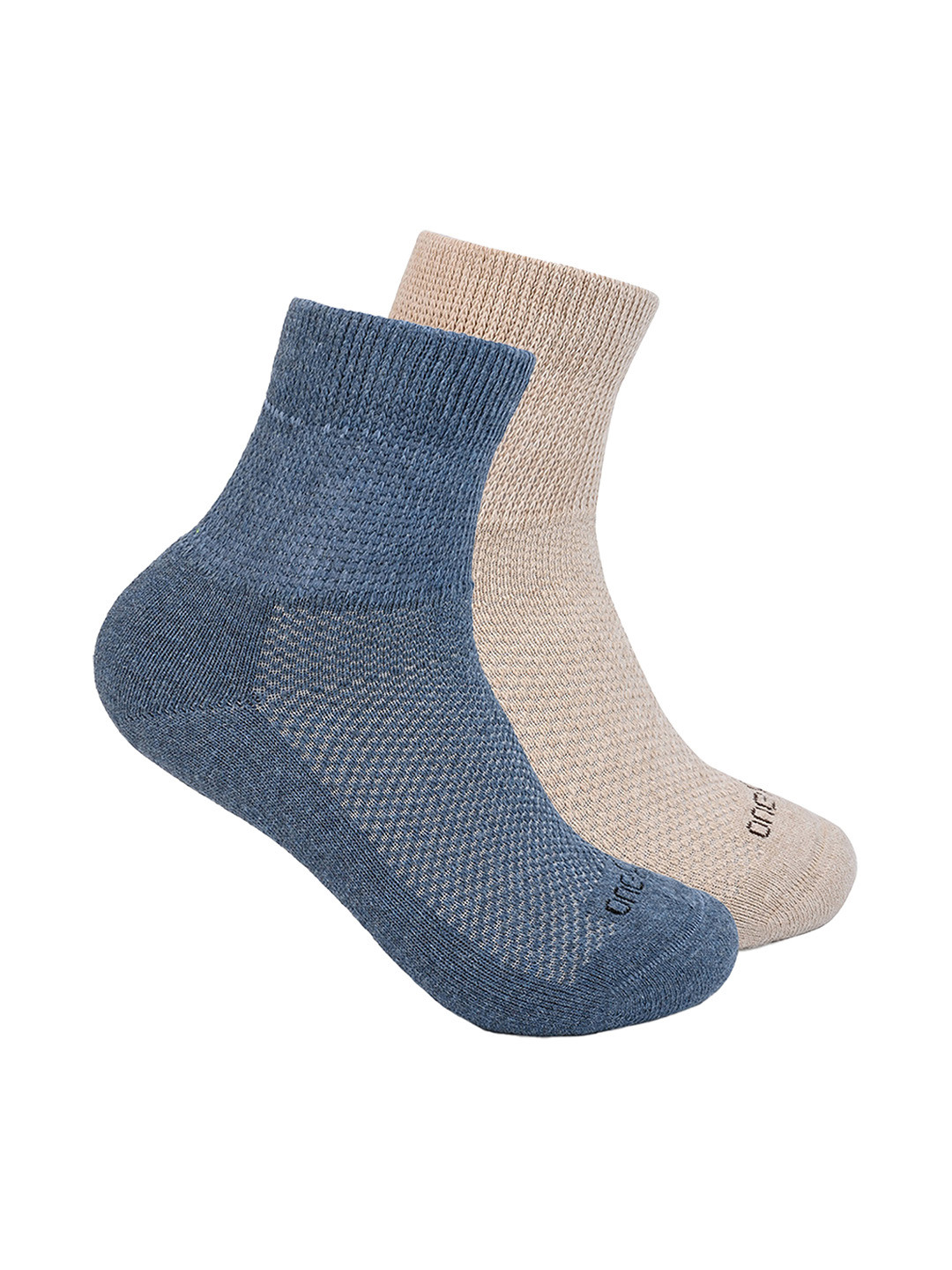

One8 Men Pack of 2 Breathable Cotton Ankle Length Socks, Beige