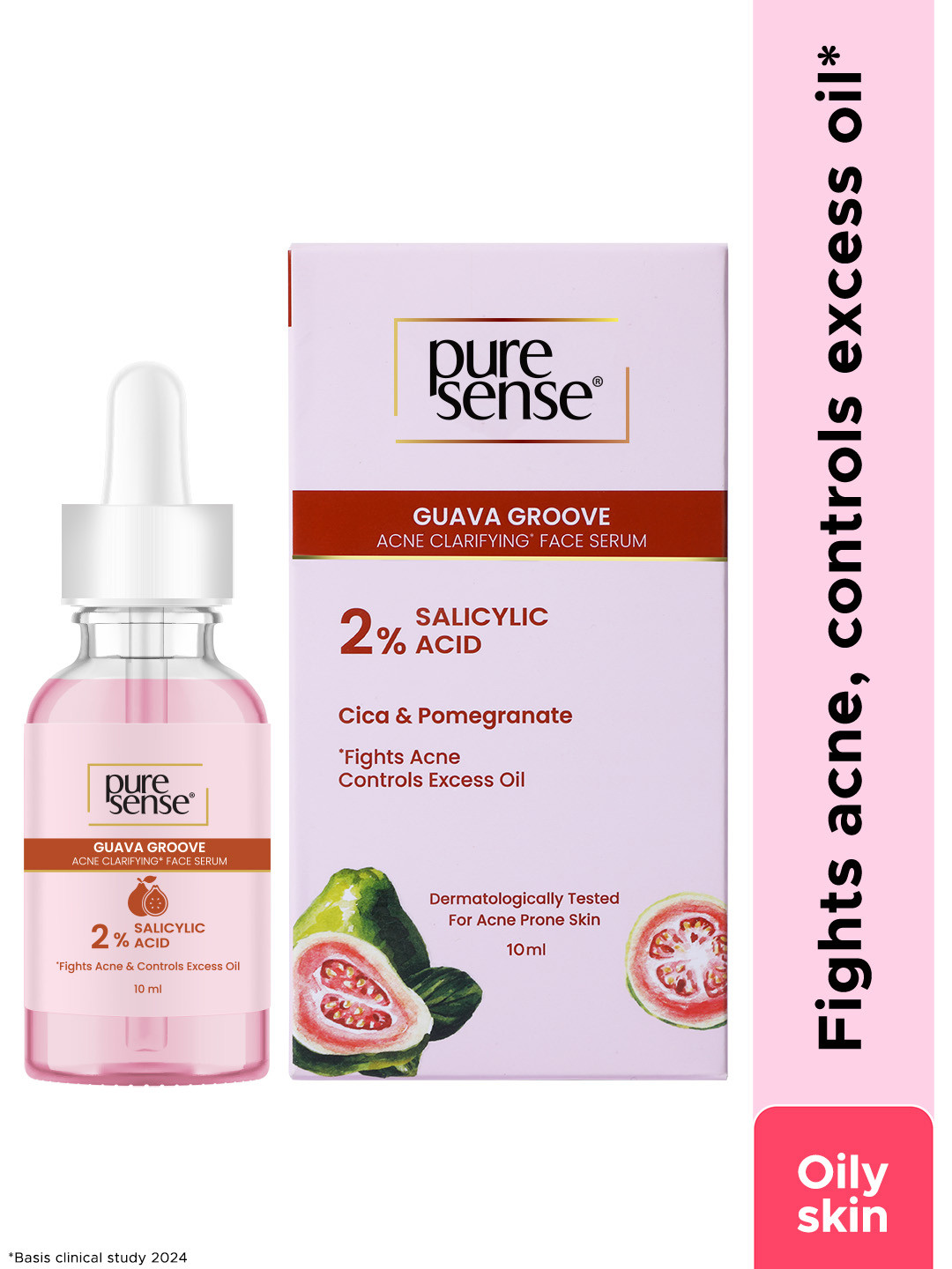 

Pure Sense Guava Groove Acne Clarifying Face Serum With 2% Salicylic Acid- 10 ml, White