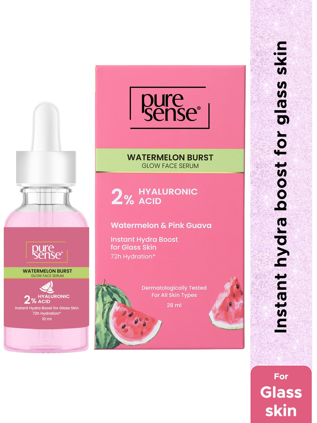 

PureSense Watermelon Burst Glow Face Serum With 2% Hyaluronic Acid- 10 ml, Pink