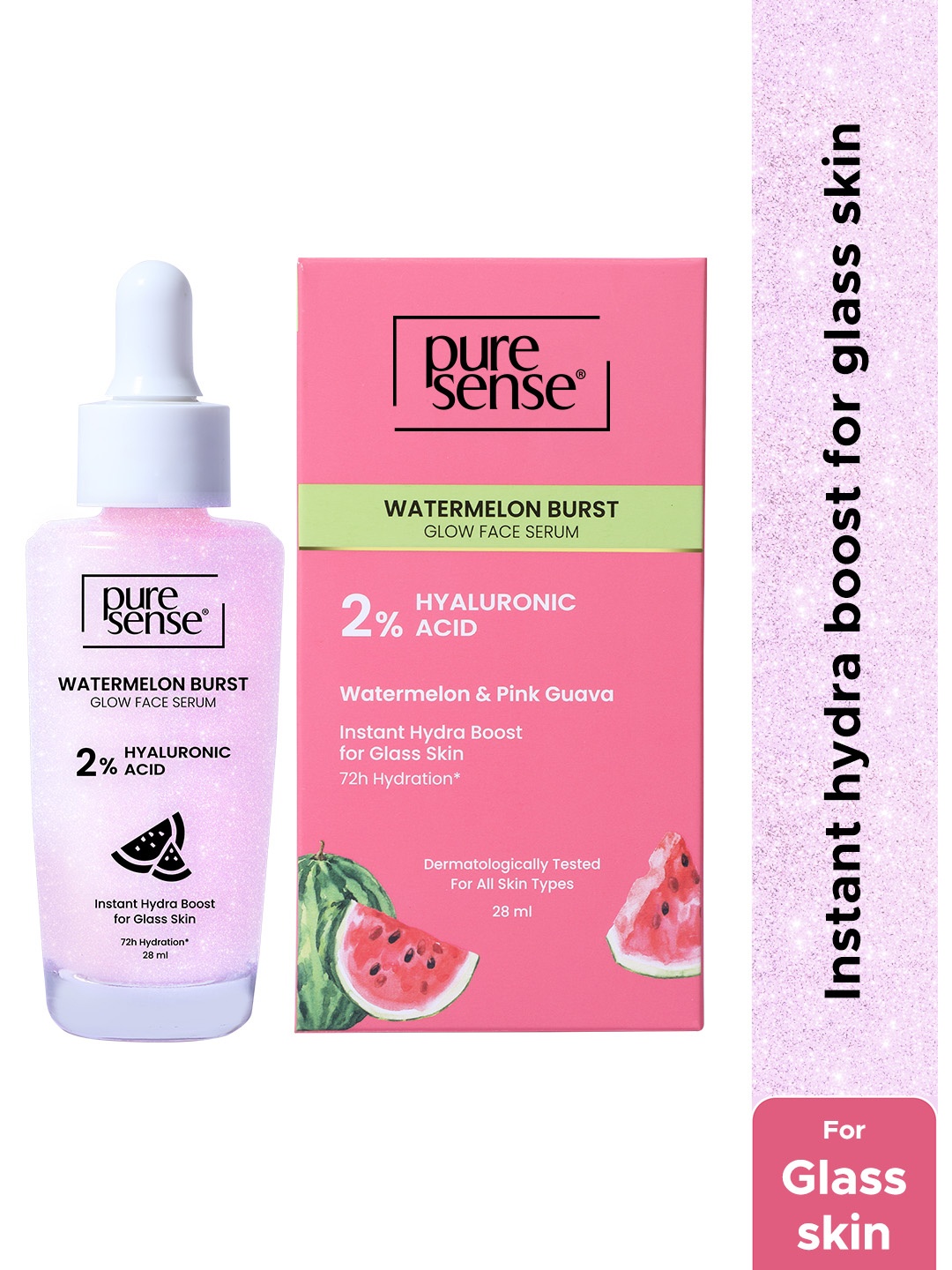 

PureSense Watermelon Burst Glow Face Serum With 2% Hyaluronic Acid- 28 ml, Pink