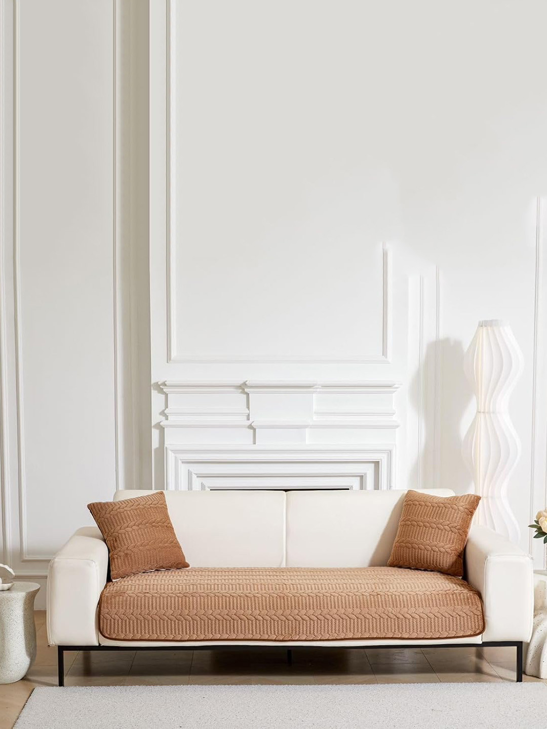

HomeCloud Brown Self Design Reversible Velvet Sofa Cover
