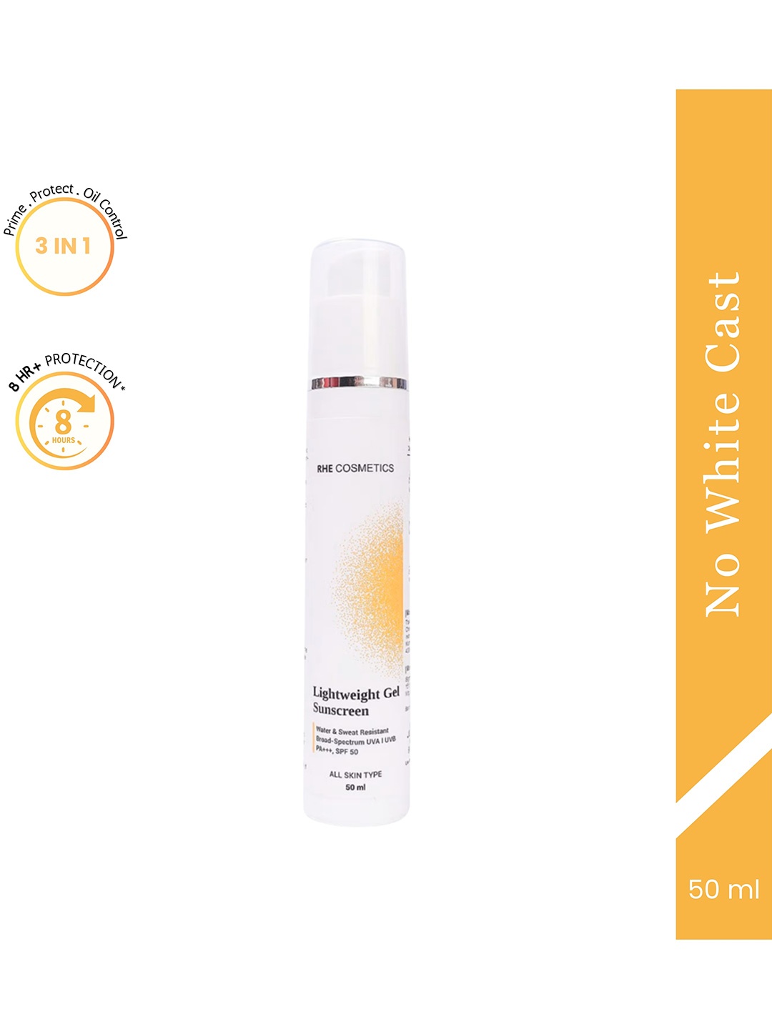 

Rhe Cosmetics SPF50 Lightweight Gel SunscreenPA+++ With Niacinamide(1%) - 50ml, White