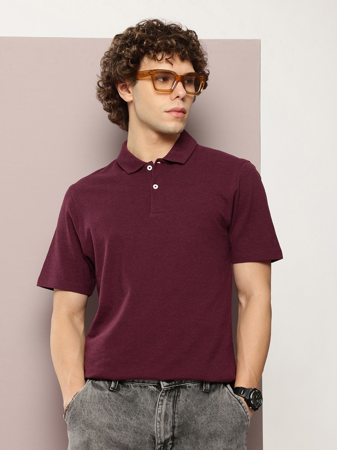 

Kook N Keech Men Polo Collar Pure Cotton T-shirt, Maroon