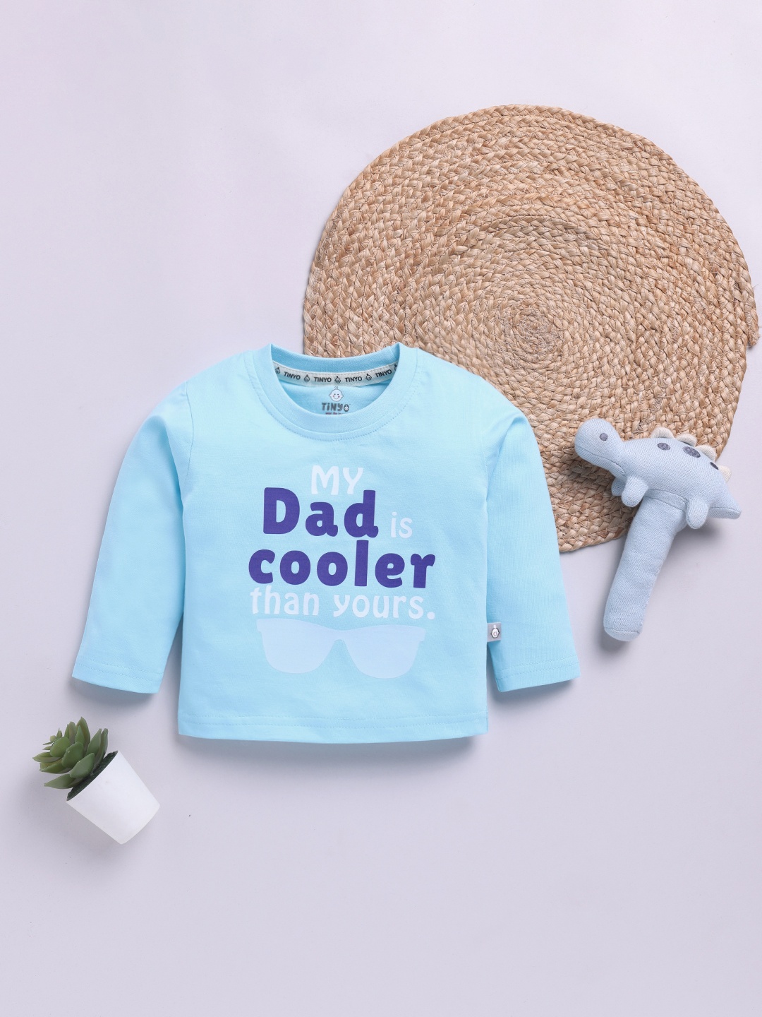 

YK X Tinyo Infant Boys Typography Printed Pure Cotton T-shirt, Blue