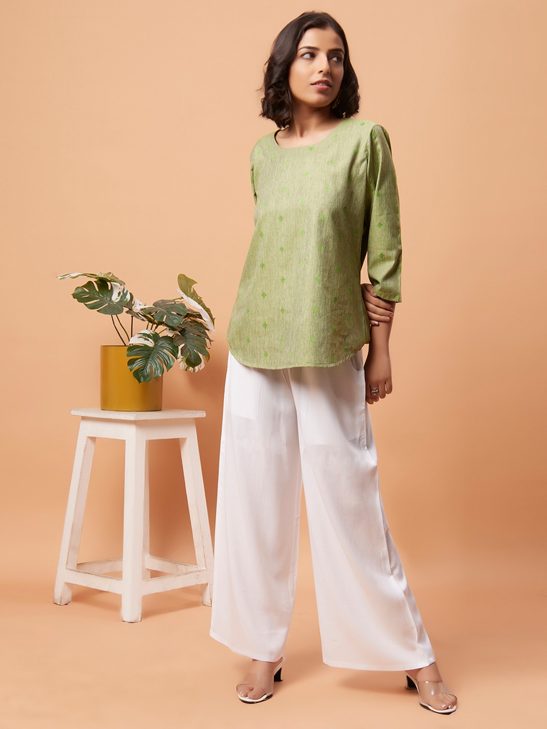 

Bottoms.Love Women Wide Leg Knitted Solid Rayon Palazzos, White