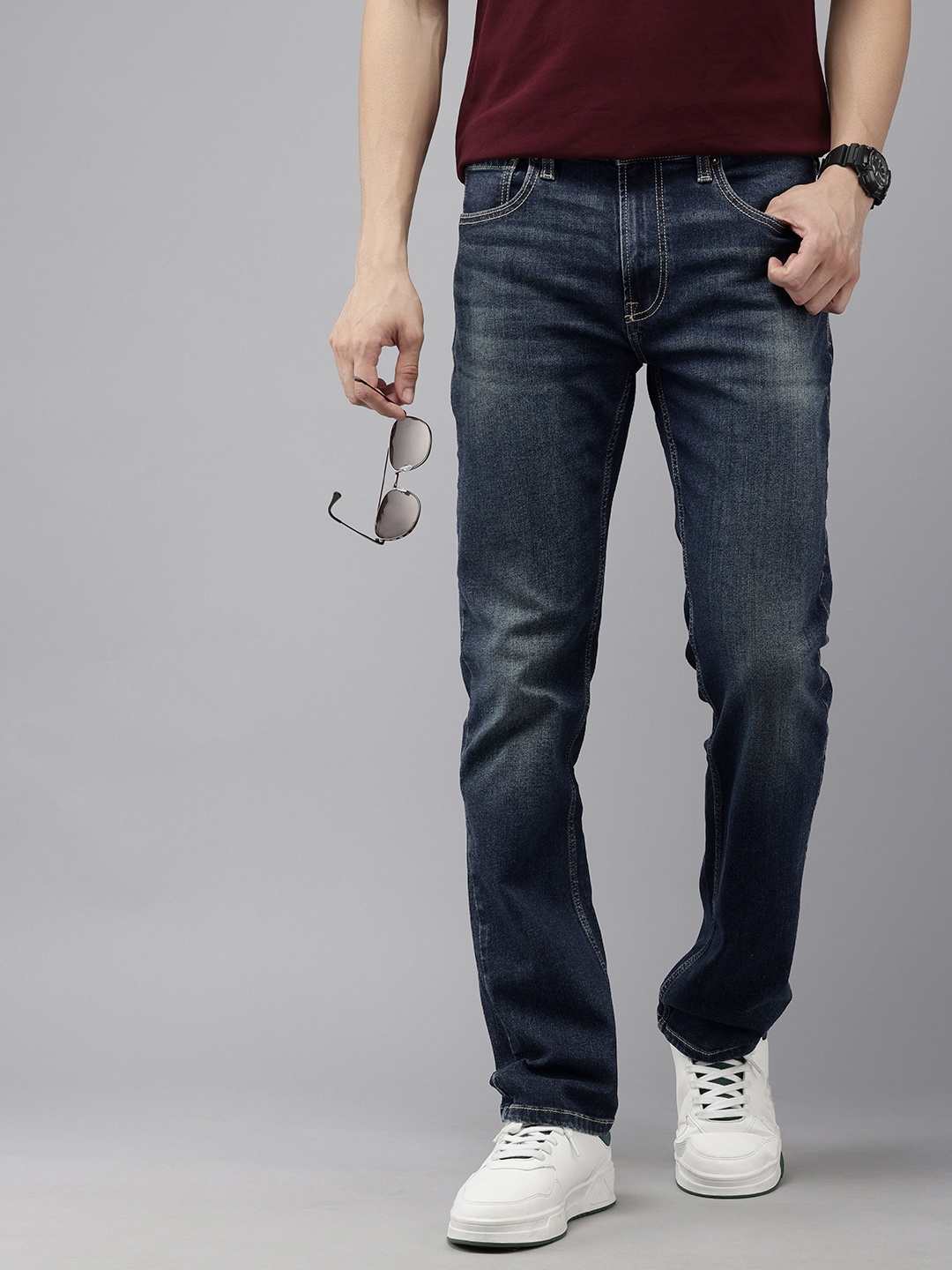 

Pepe Jeans Men Holborne Straight Fit Heavy Fade Stretchable Jeans, Blue