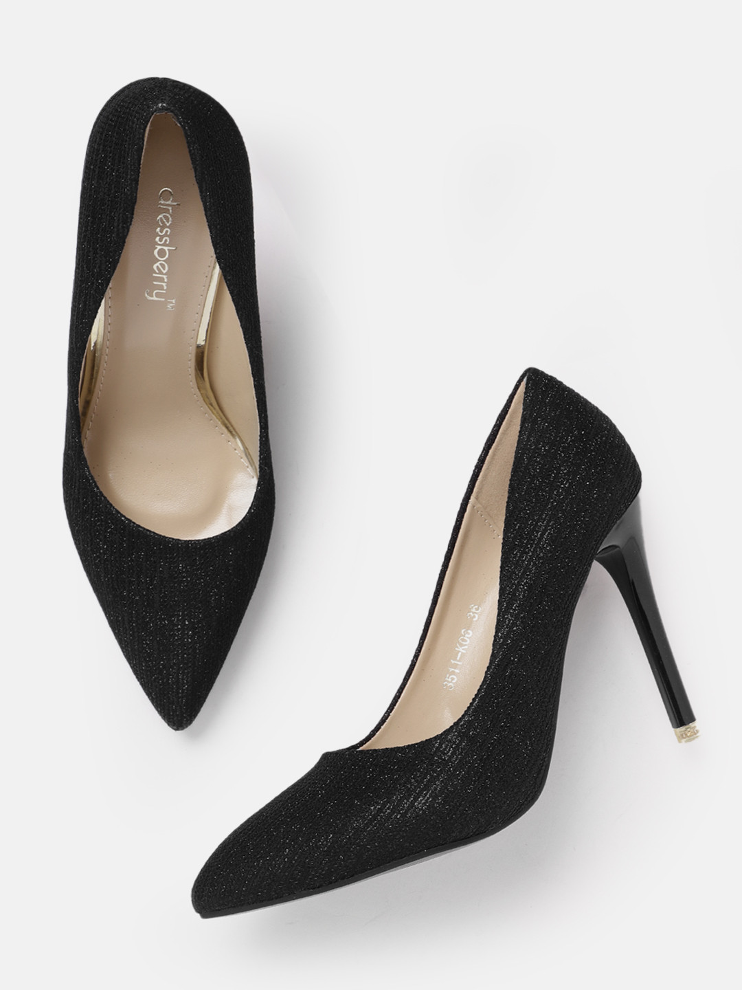 

DressBerry Stiletto Pumps with Western Embellishment, Black