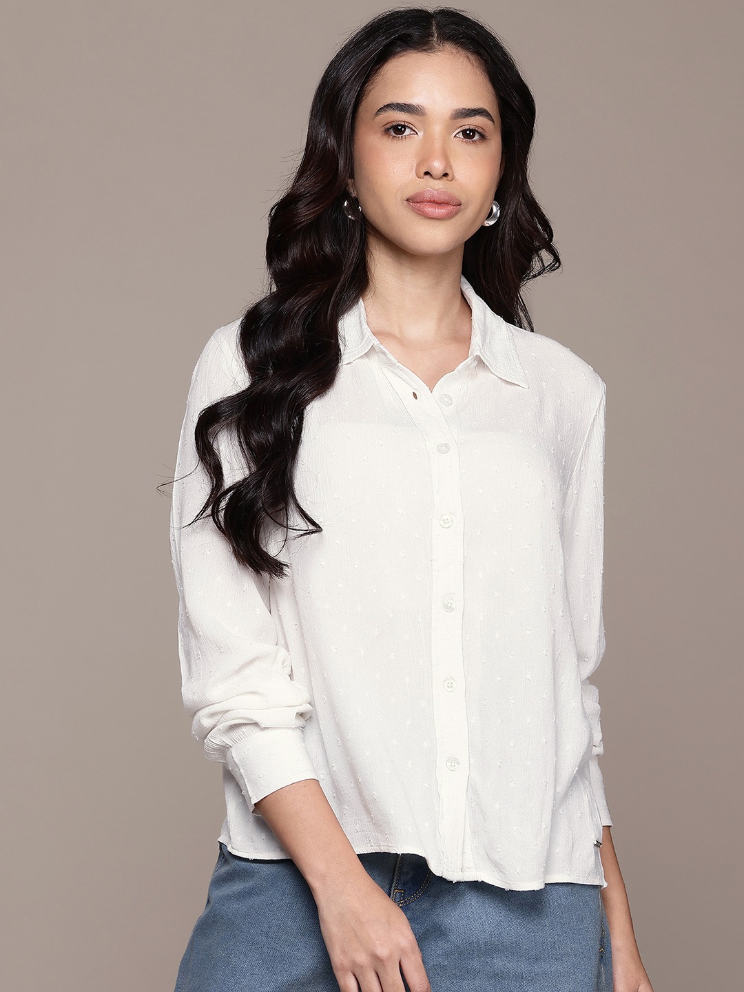 

Nautica Dobby Weave Casual Shirt, White