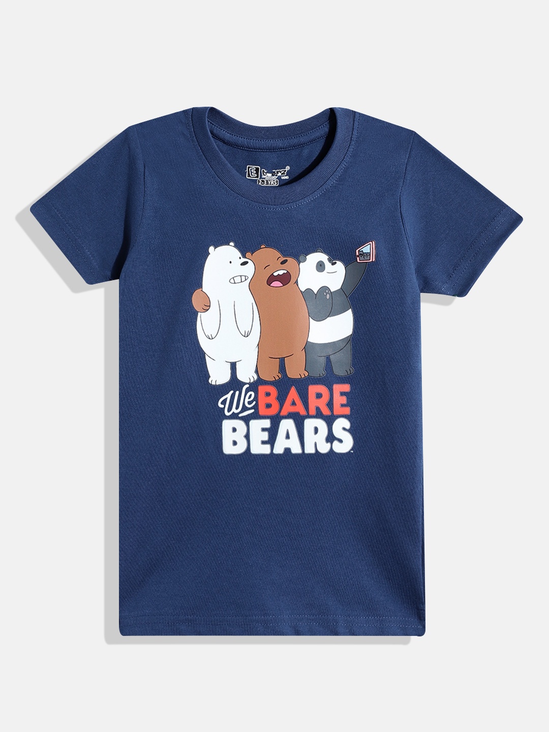 

Eteenz Boys We Bare Bears Printed Cotton T-shirt, Navy blue