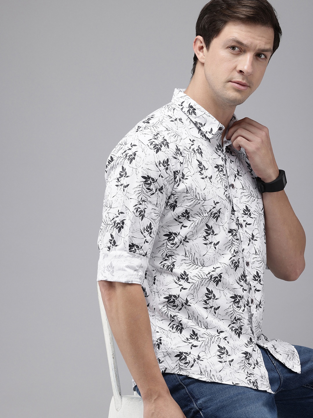 

Pepe Jeans Floral Printed Opaque Pure Cotton Casual Shirt, White