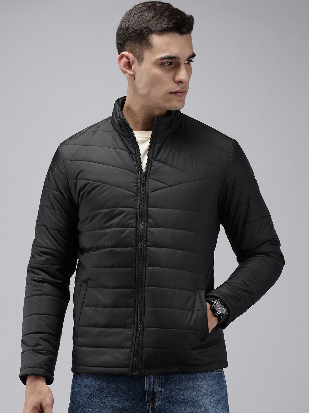 

Pepe Jeans Mock Collar Padded Jacket, Black