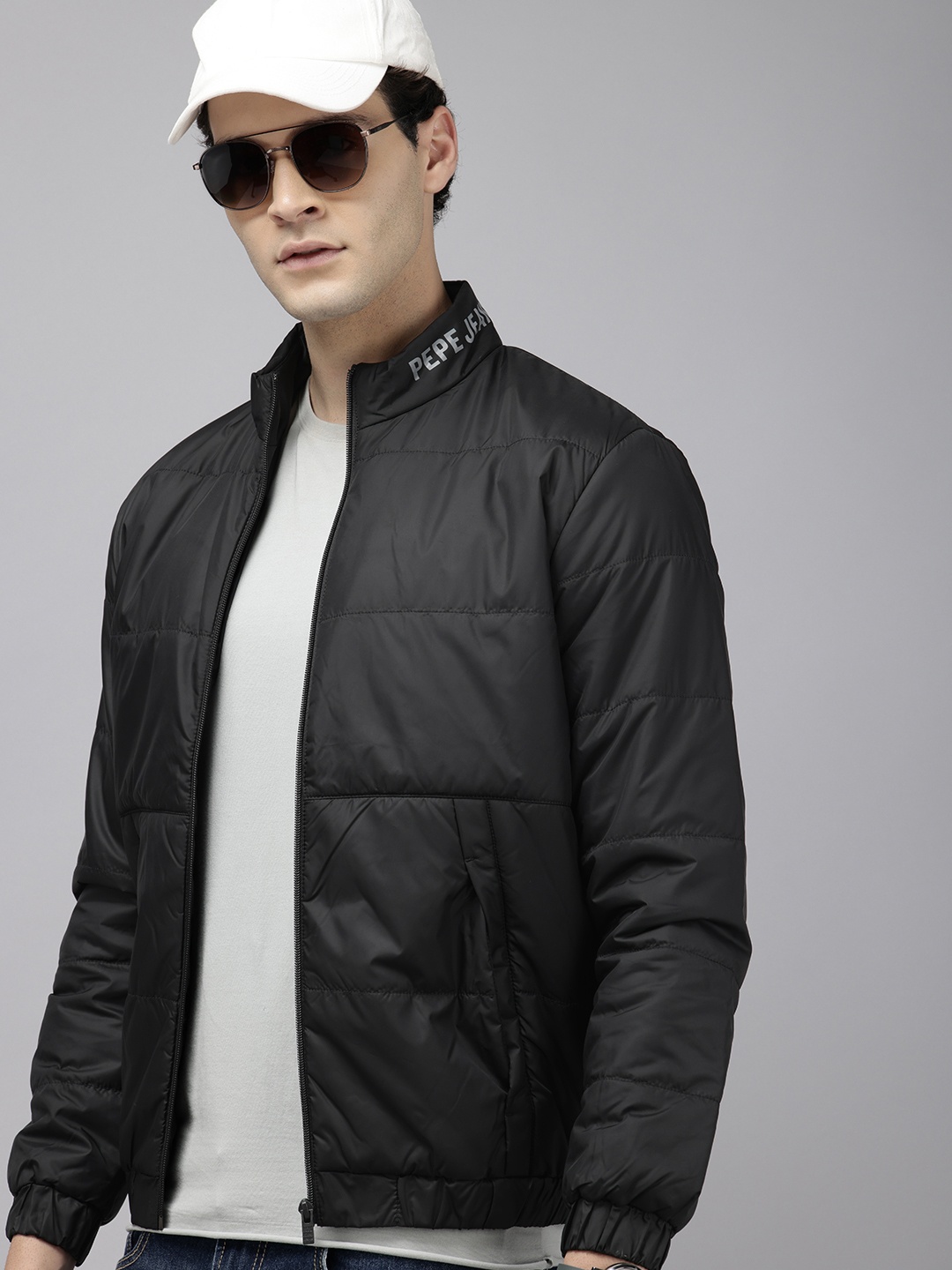 

Pepe Jeans Mock Collar Bomber Jacket, Black