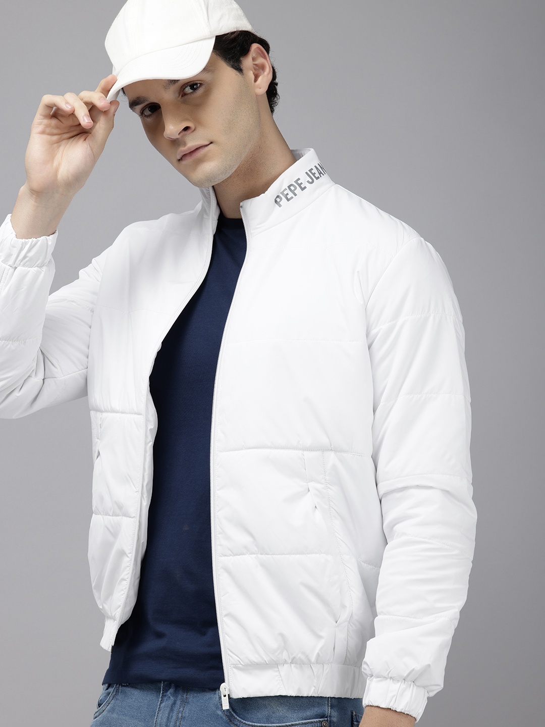 

Pepe Jeans Mock Collar Bomber Jacket, White