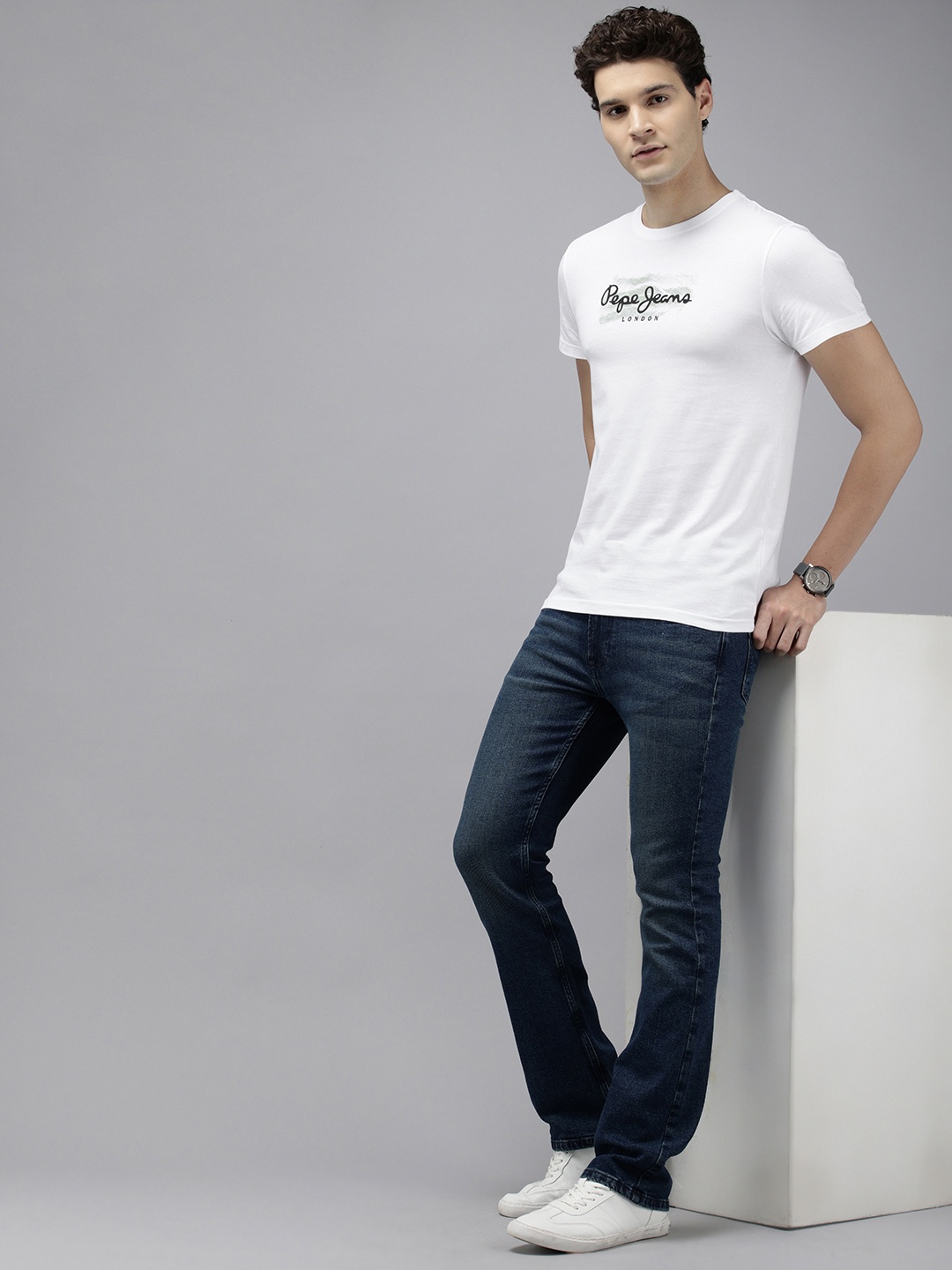 

Pepe Jeans Brand Logo Printed Pure Cotton Slim Fit T-shirt, White