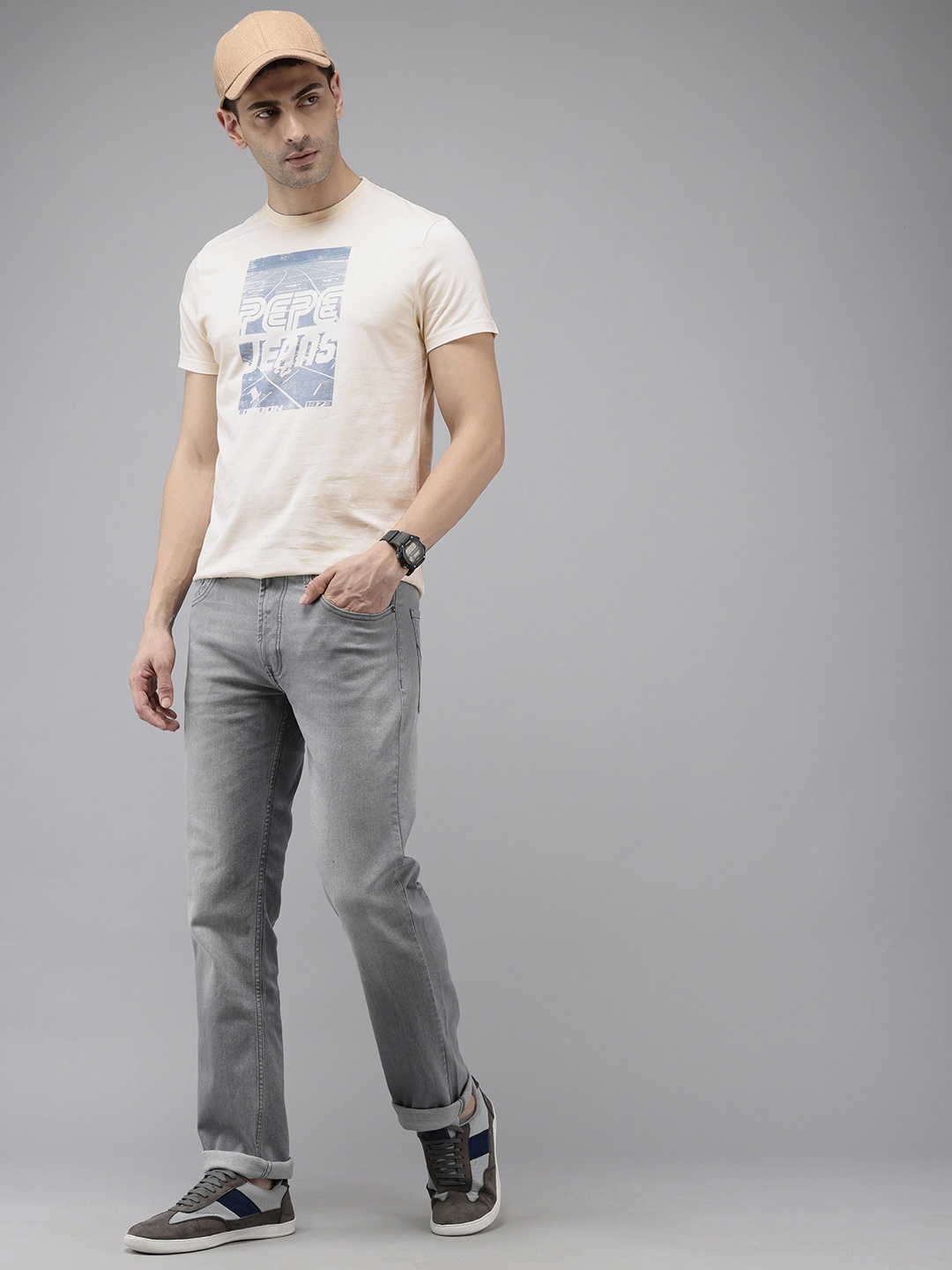 

Pepe Jeans Slim Fit Printed Pure Cotton T-shirt, Cream