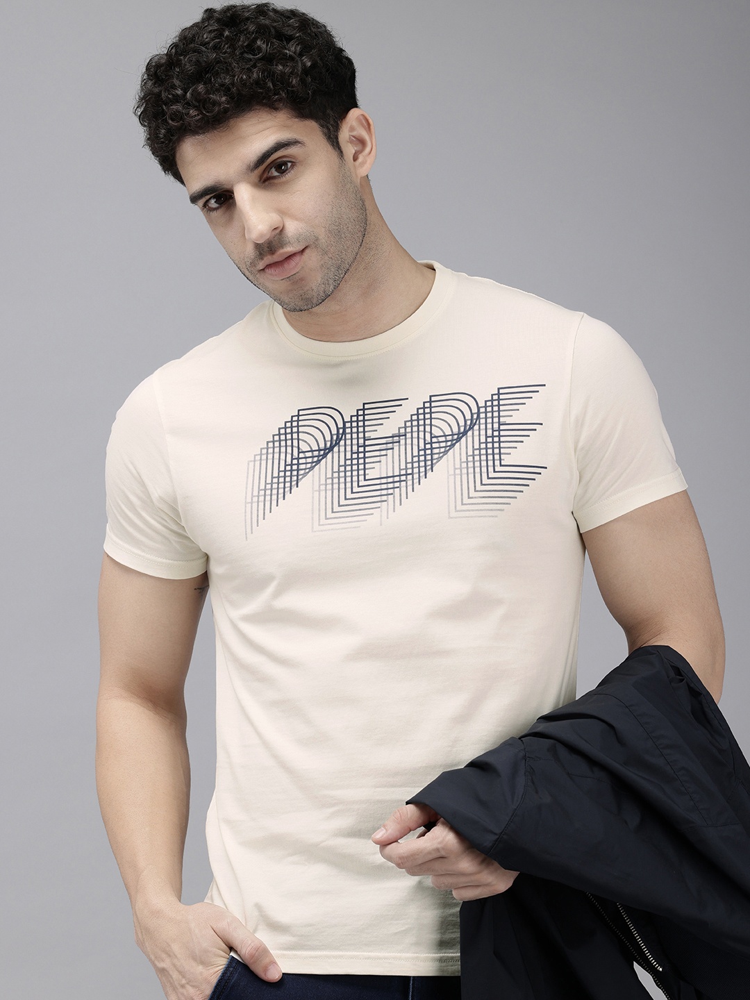 

Pepe Jeans Brand Logo Printed Pure Cotton Slim Fit T-shirt, Off white