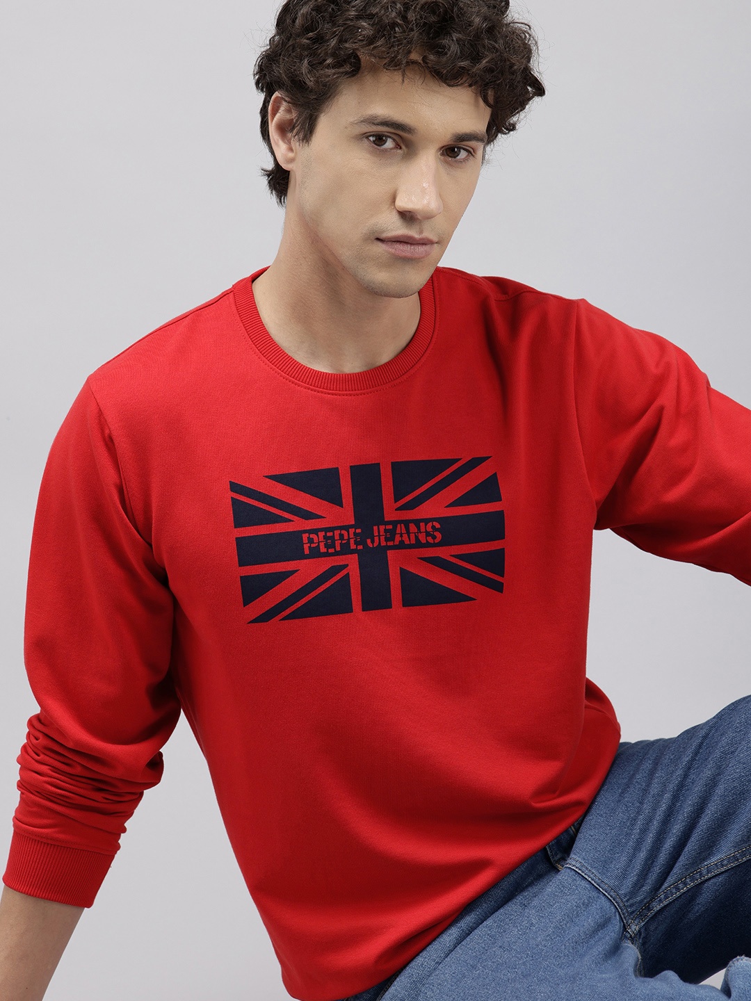 

Pepe Jeans Graphic Printed Pullover Sweatshirt, Red