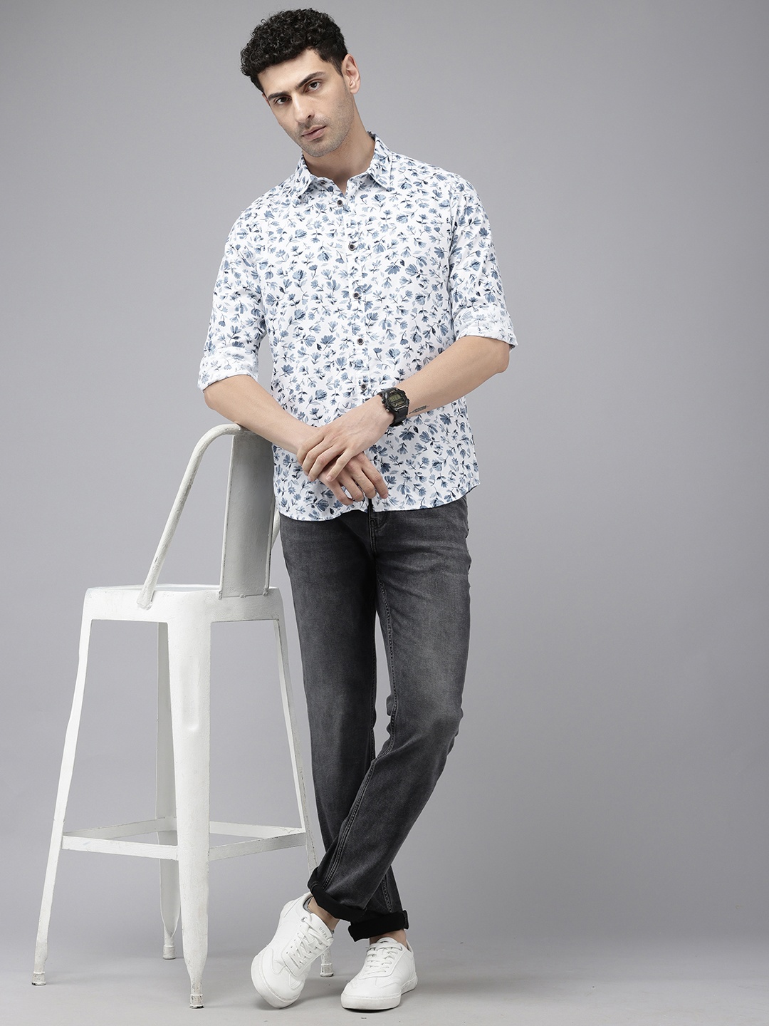 

Pepe Jeans Pure Cotton Floral Printed Casual Shirt, Blue