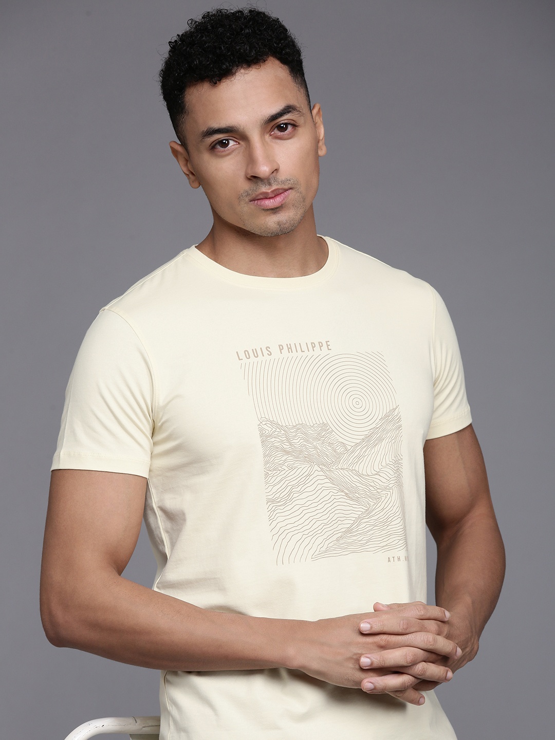 

Louis Philippe Ath.Work Graphic Printed Slim Fit T-shirt, Off white