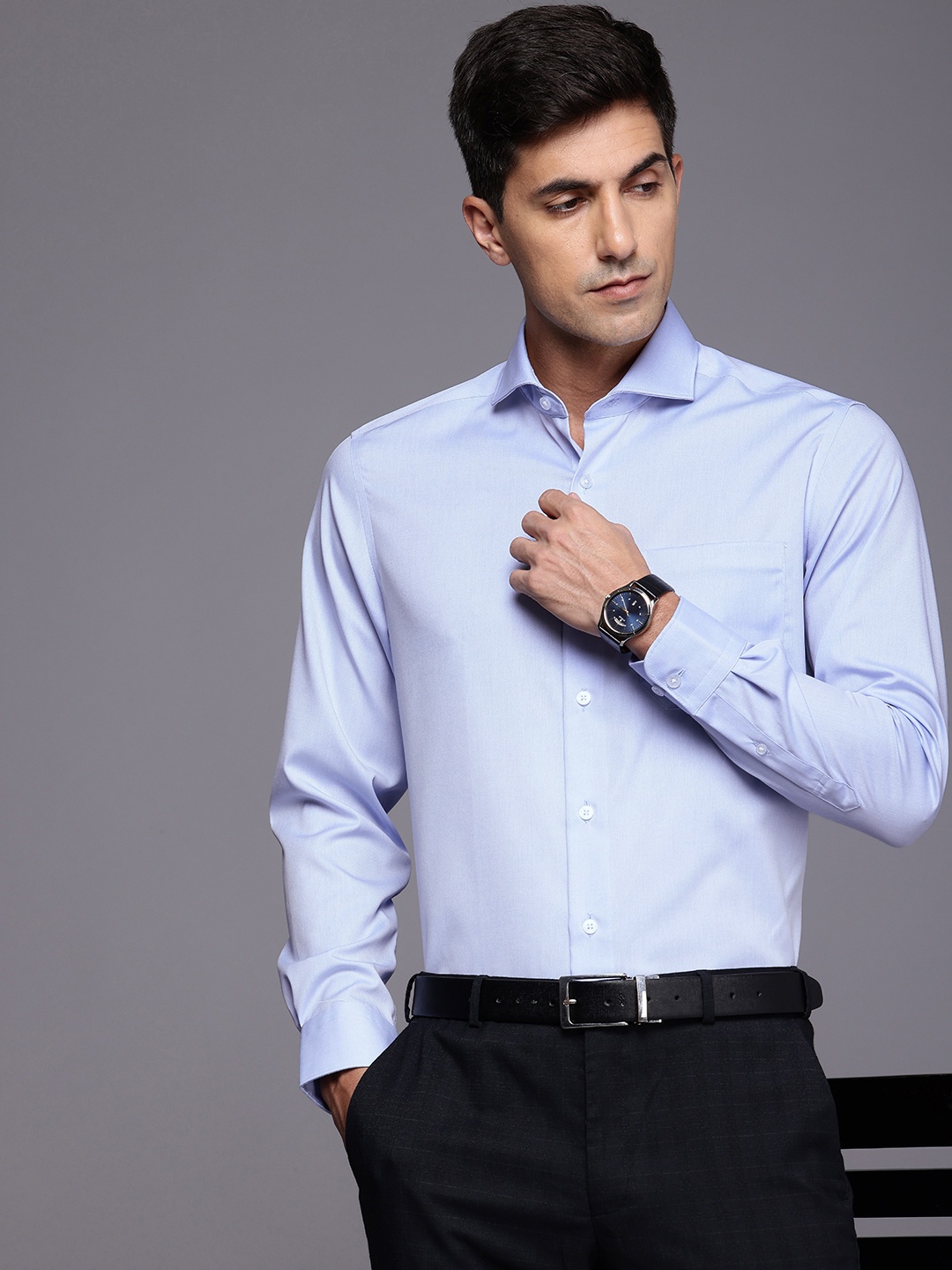 

Louis Philippe Classic Pure Cotton Formal Shirt, Blue