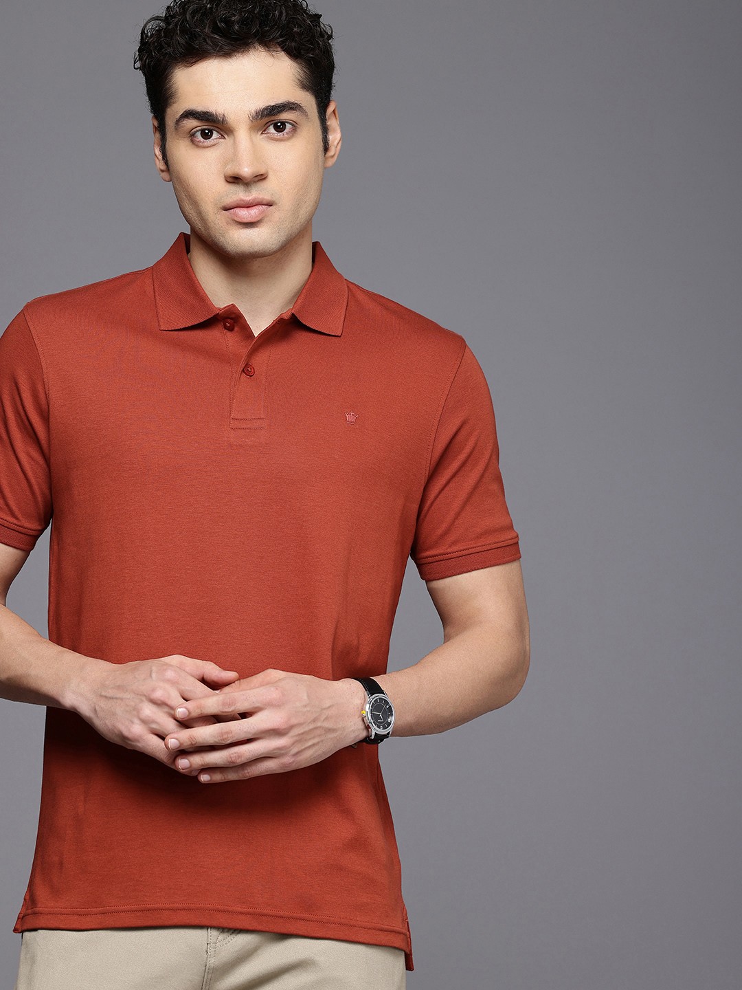 

Louis Philippe Pure Cotton Polo Collar Casual T-shirt, Rust