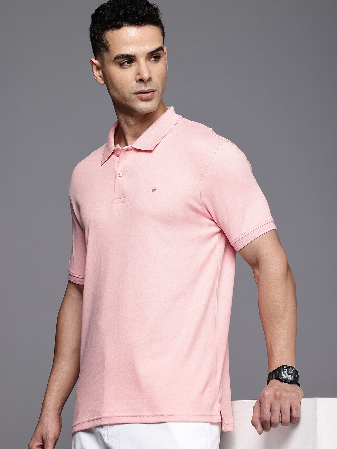 

Louis Philippe Pure Cotton Polo Collar Casual T-shirt, Pink