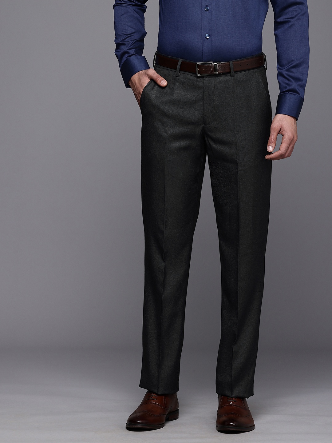 

Louis Philippe Men Formal Trousers, Charcoal