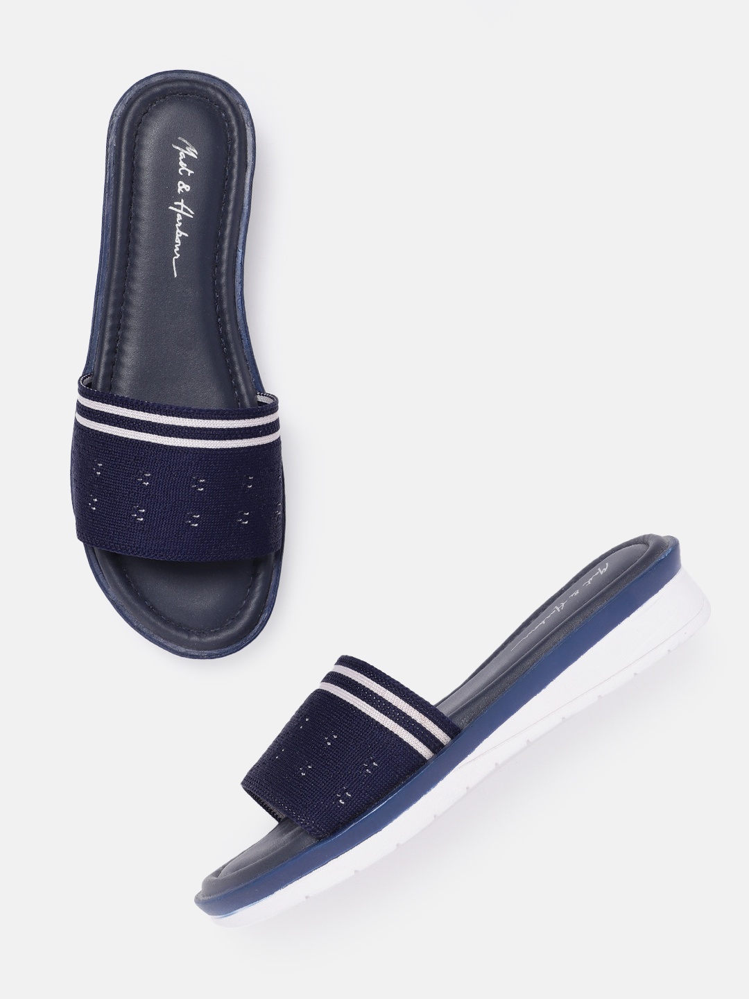 

Mast & Harbour Striped Detail Comfort Heels, Navy blue
