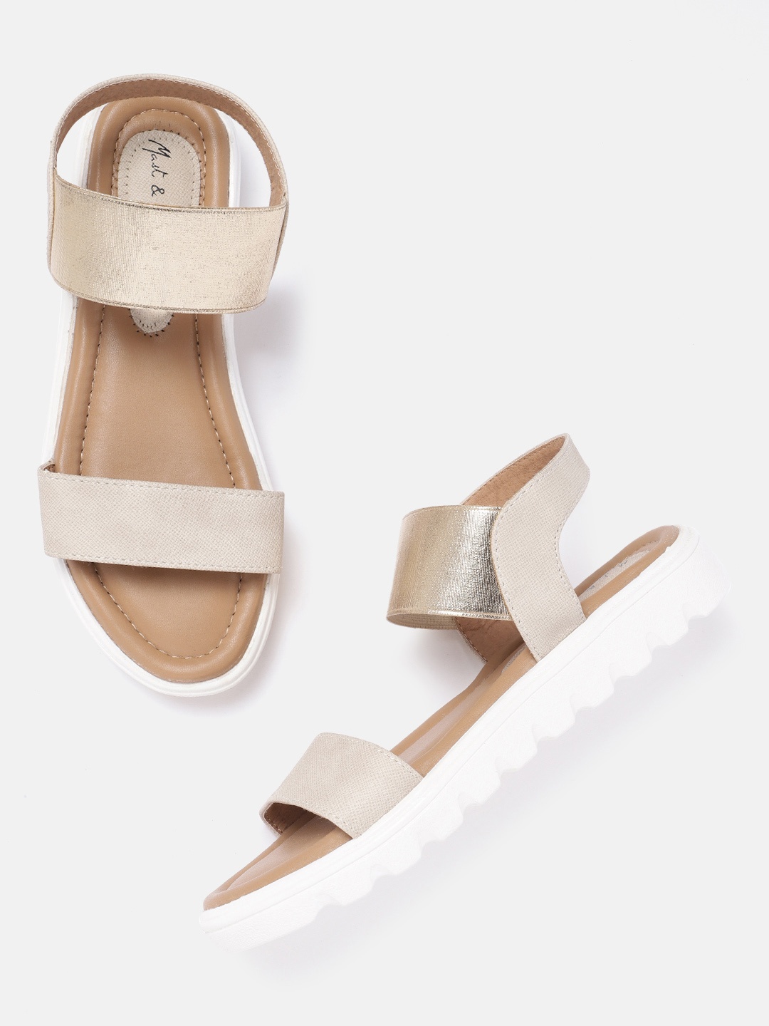 

Mast & Harbour Women Open Toe Flats, Beige