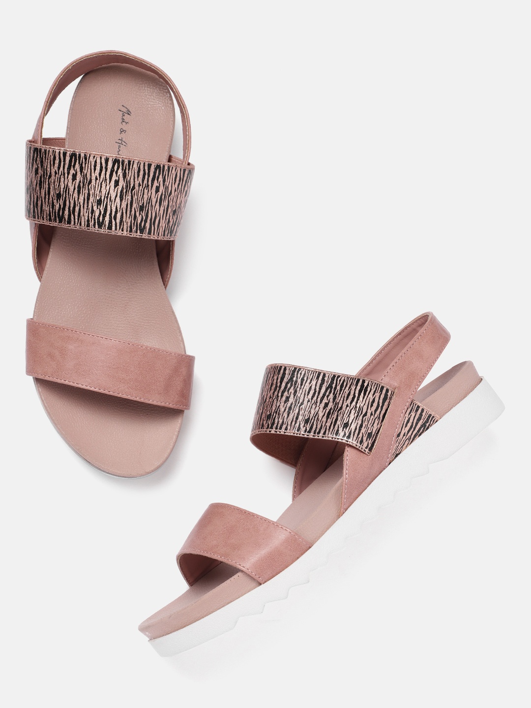 

Mast & Harbour Women Printed Open Toe Flats, Rose