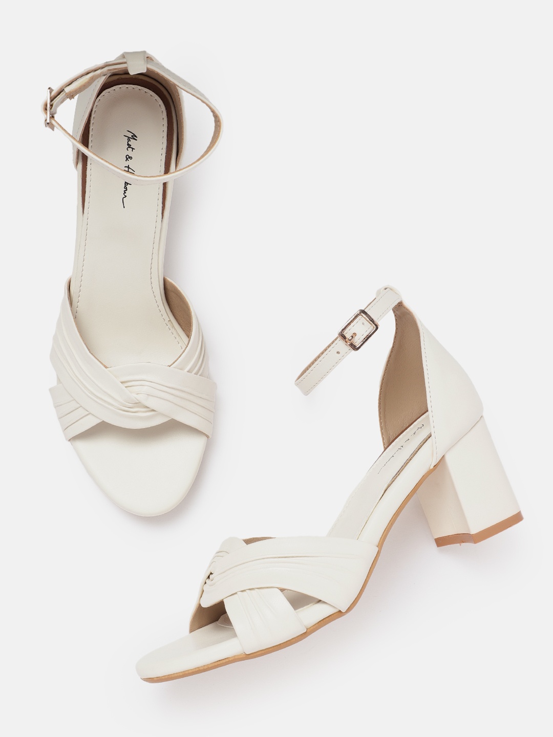 

Mast & Harbour Textured Block Heels, White