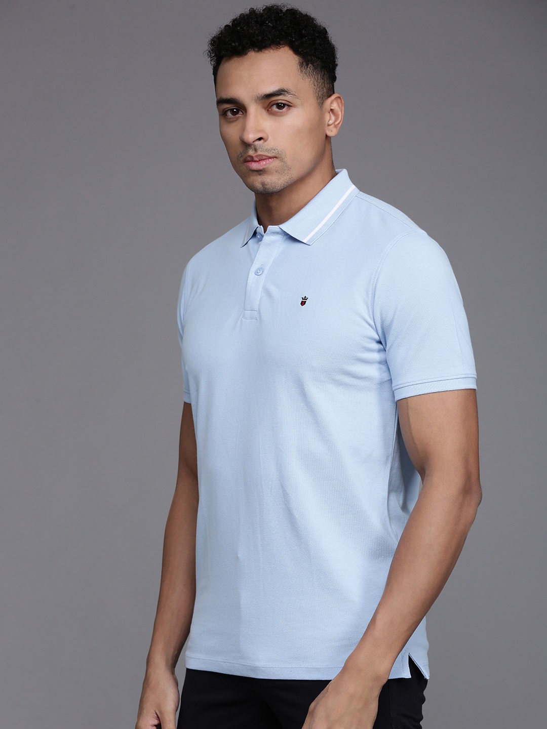 

Louis Philippe Sport Polo Collar Pure Cotton Slim Fit T-shirt, Blue