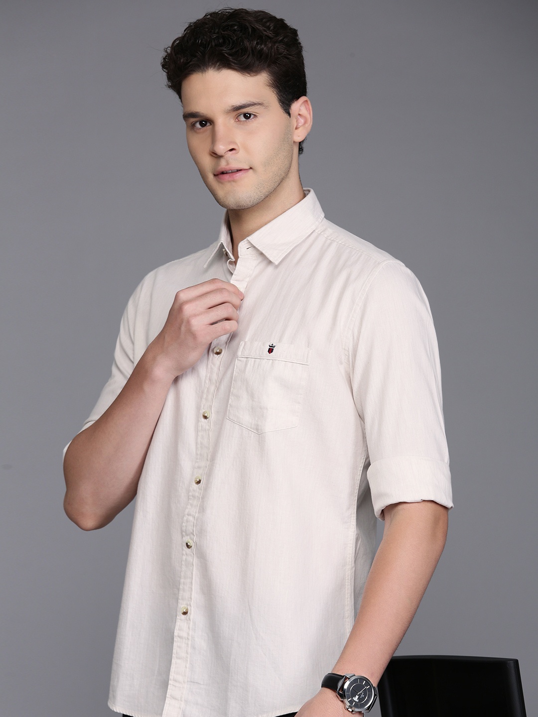 

Louis Philippe Sport Pure Cotton Slim Fit Casual Shirt, White