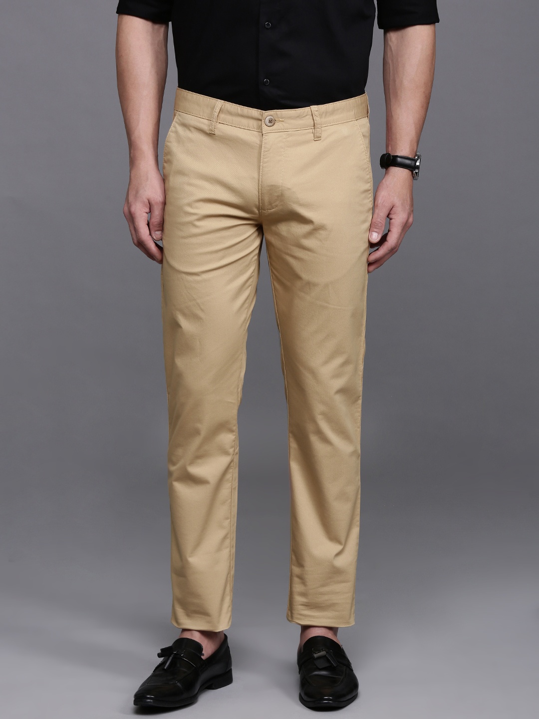 

Louis Philippe Sport Men Super Slim Fit Chino Trousers, Khaki