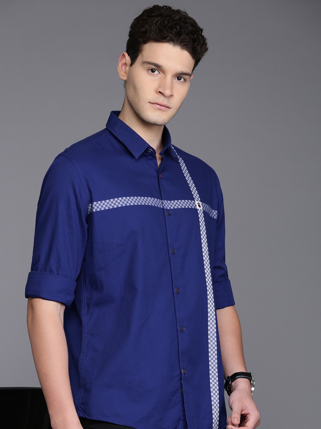 

Louis Philippe Sport Pure Cotton Slim Fit Opaque Printed Casual Shirt, Blue