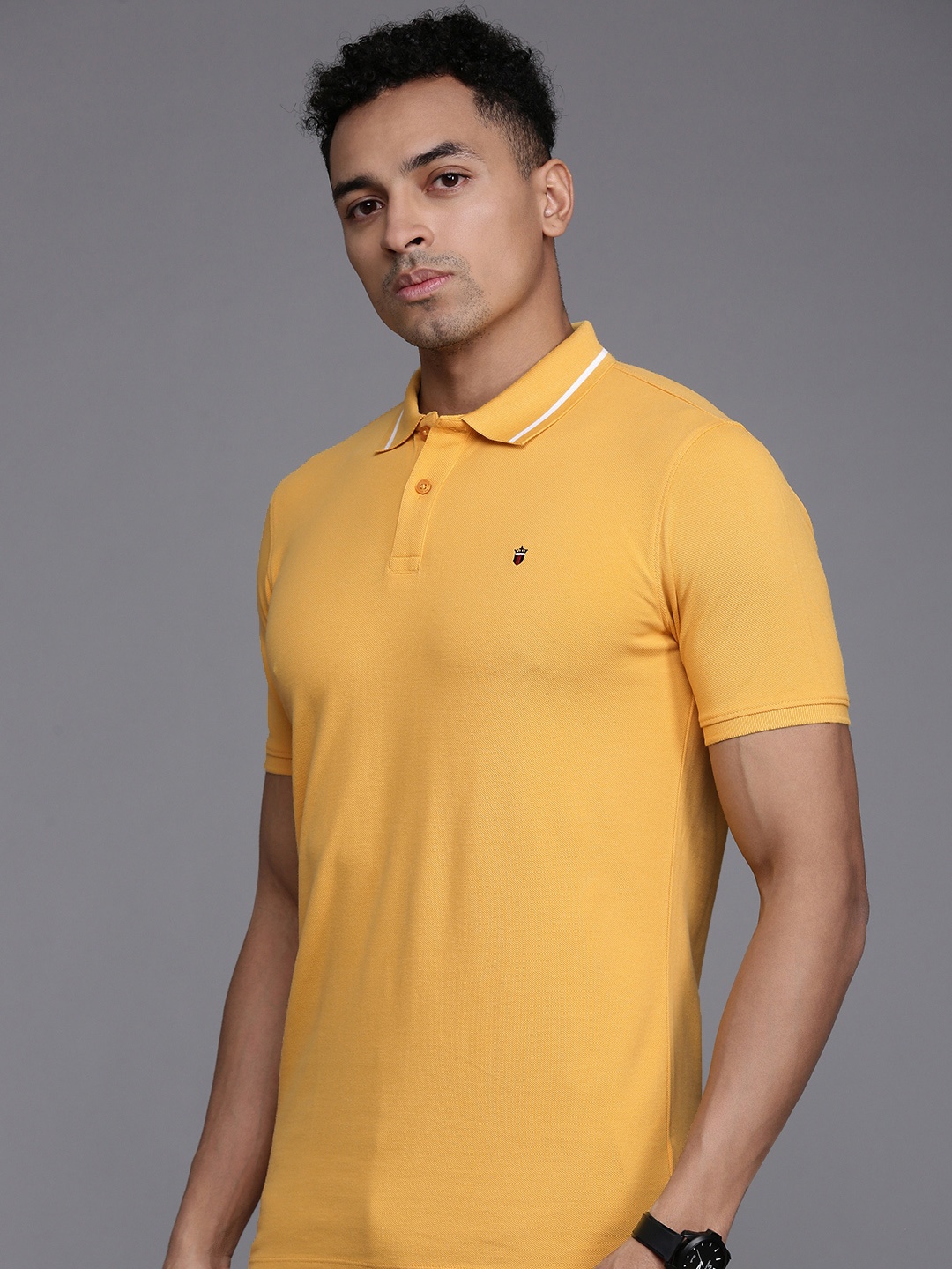 

Louis Philippe Sport Polo Collar Pure Cotton Slim Fit T-shirt, Yellow