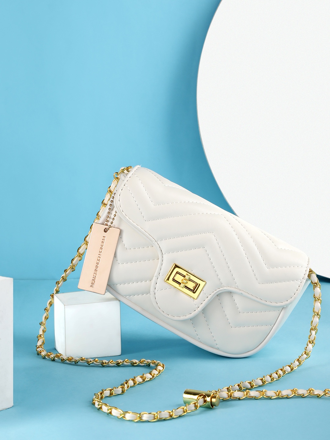 

French Connection Quilted Textured Sling Bag, White