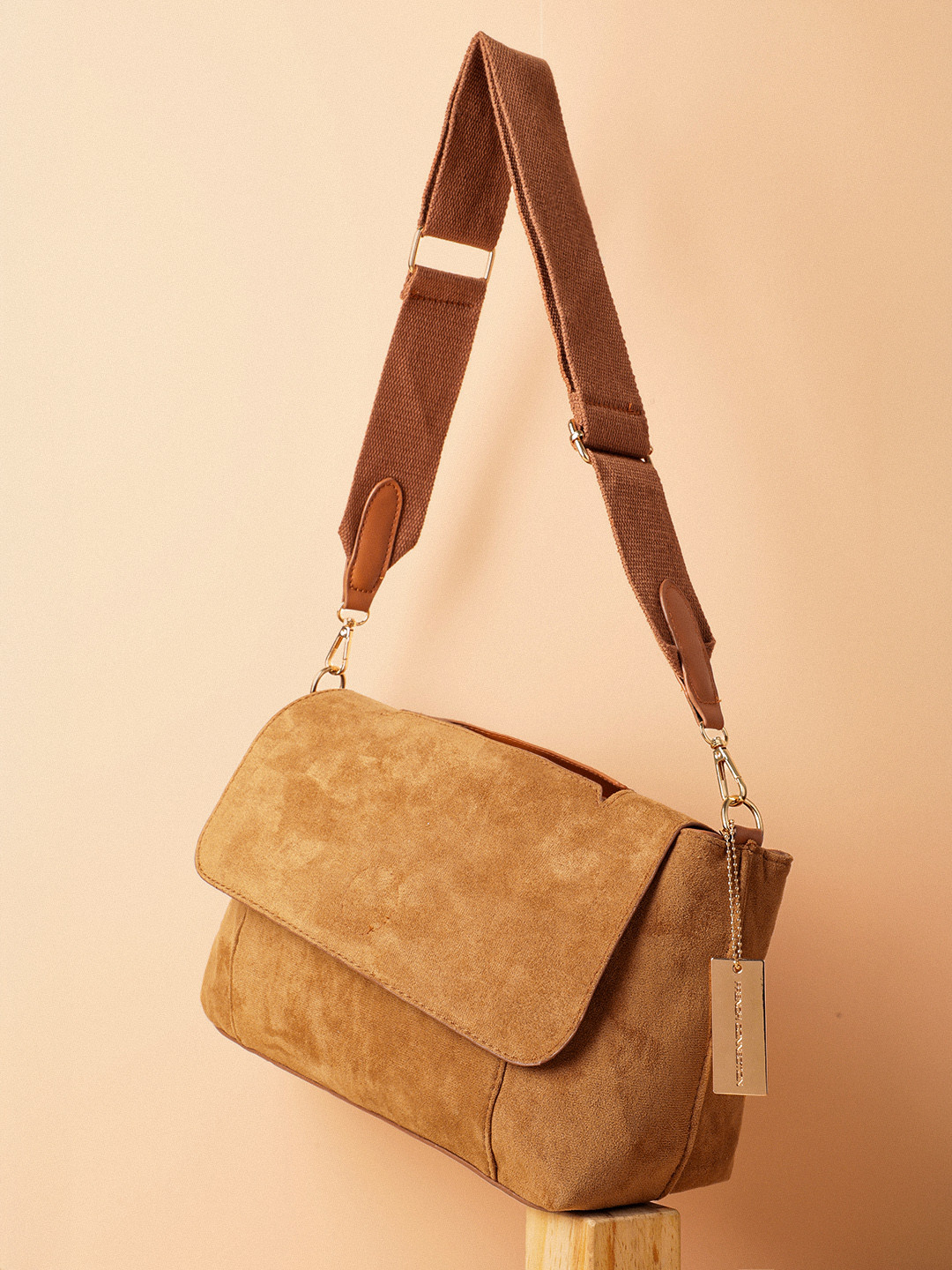 

French Connection Structured Shoulder Bag, Camel brown