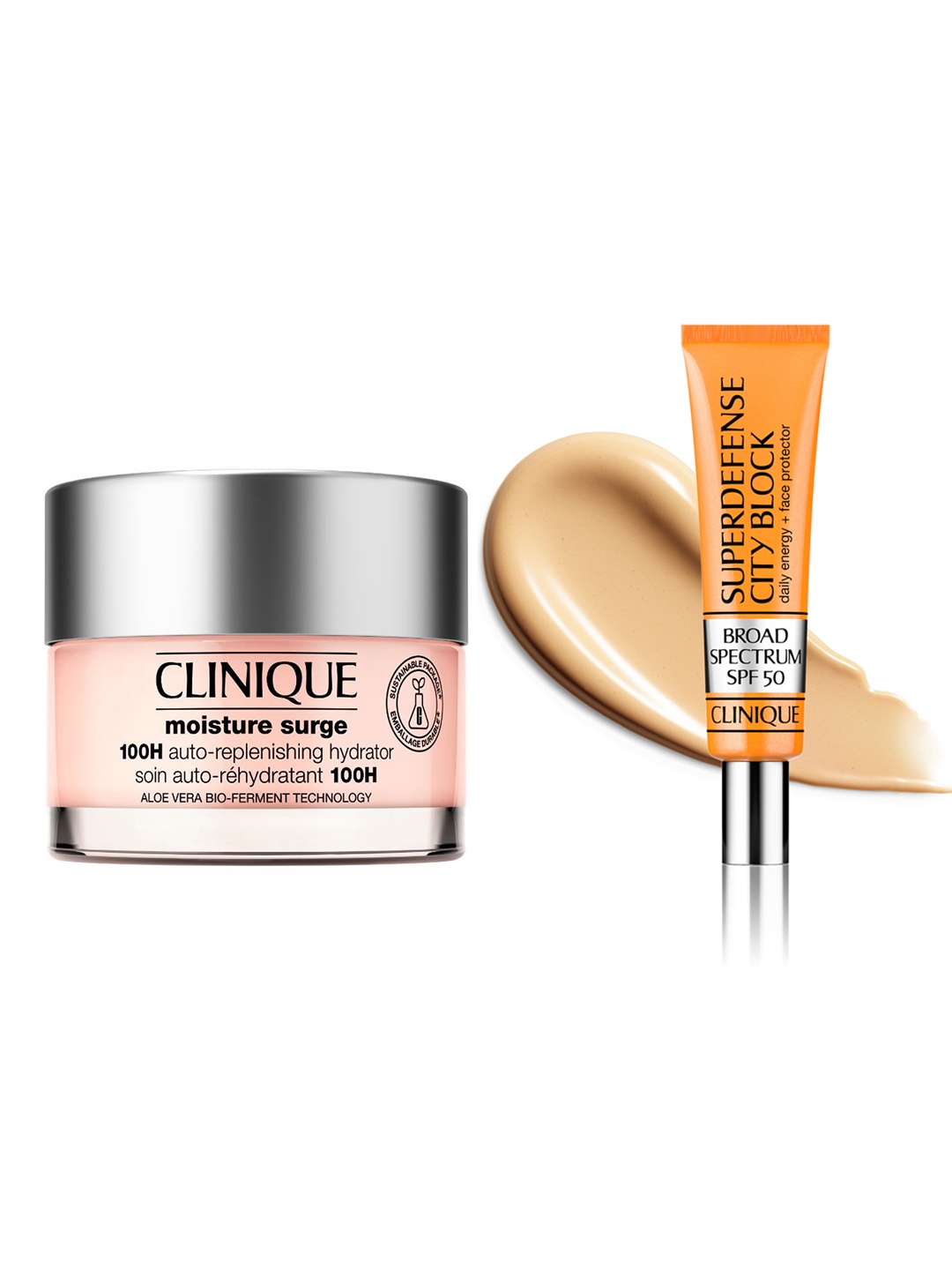 

Clinique Set of Superdefense SPF50 Sunscreen 40ml & Moisture Surge Face Moisturizer 50ml, Beige