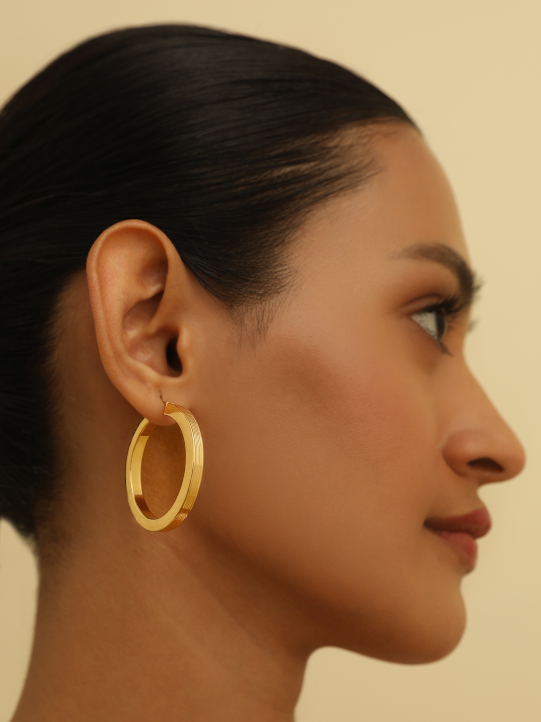 

MISS JO 92.5 Sterling Silver Gold-Plated Contemporary Twilight Hoop Earrings