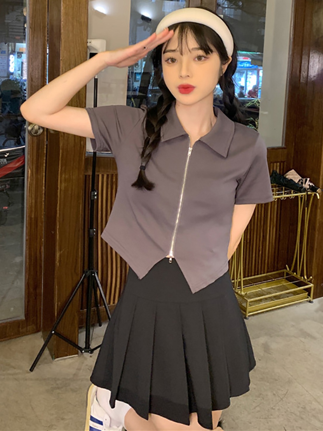 

StyleCast x Revolte Crop Top, Grey
