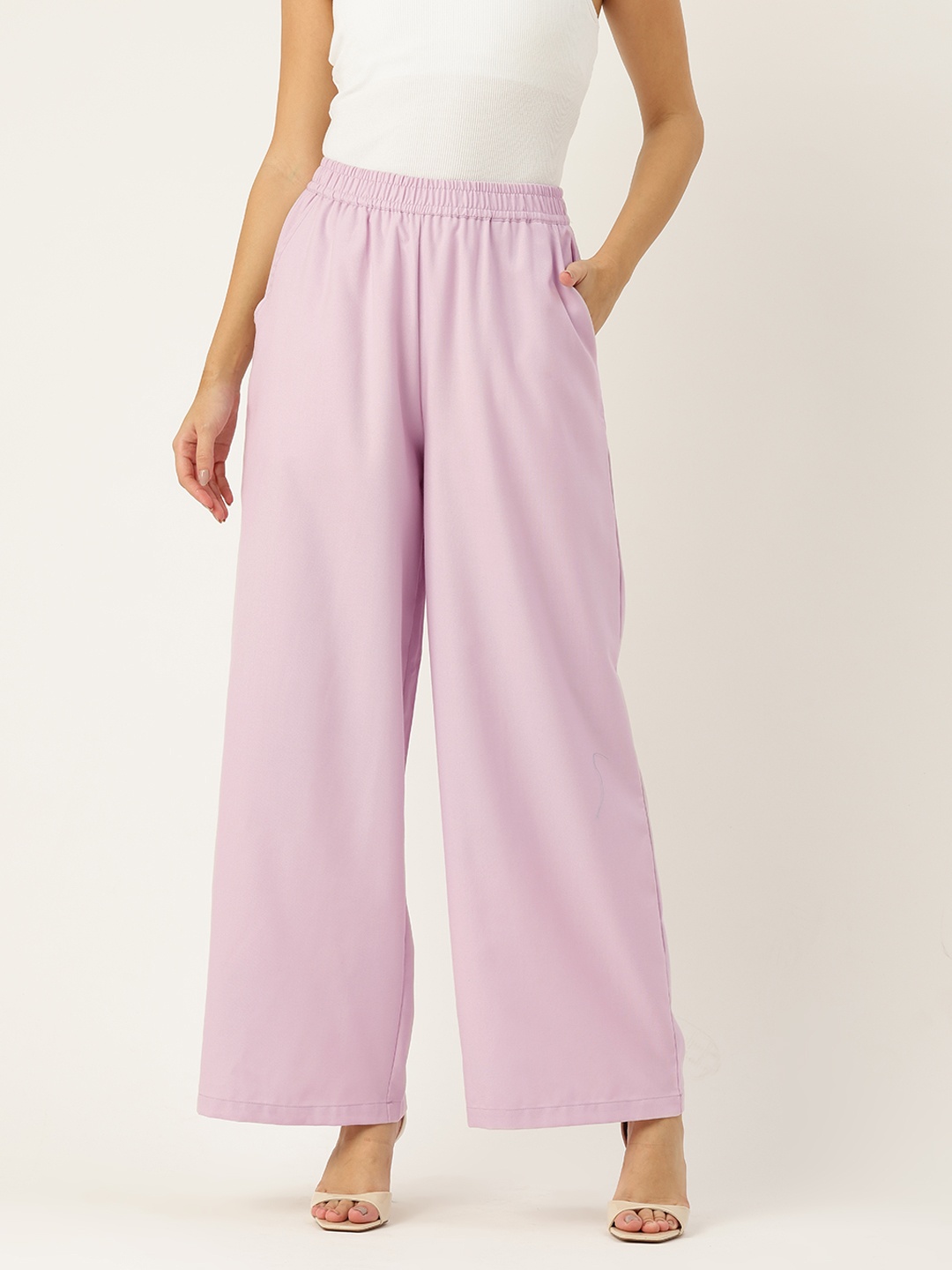 

Rue Collection Relaxed Straight Fit Pure Cotton Trousers, Lavender